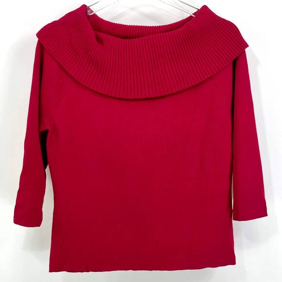 LOFT Red Knit Cowl Neck Long Sleeve Sweater - Picture 2 of 11